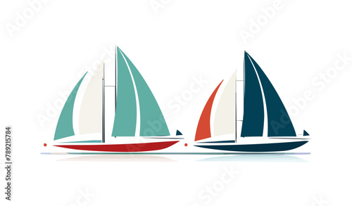 Sailboat | Minimalist and Simple set of 3 Line White background - Vector illustration
