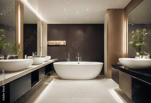 - bathroom interior design Modern bathe towel apartment architecture bathtub clean contemporary decor decoration elegance elegant empty estate flat floor furniture