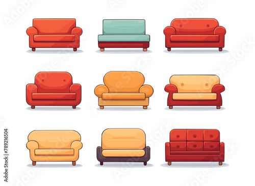 Sofa icon set. sofa icon illustration