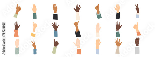 Raised hands collection. Modern colorful design.