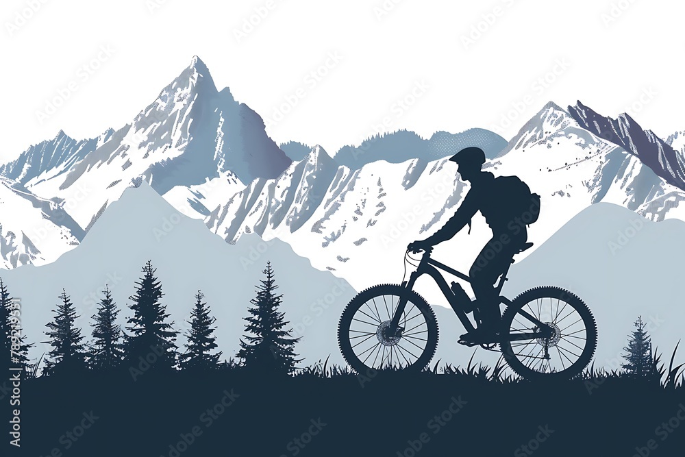 Bike - silhouette and the outlines. Mountain bike, trekking bike, bicycle tour, cycling women and men .