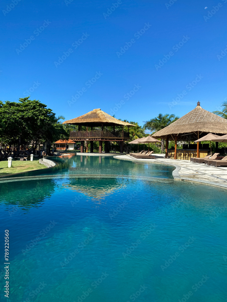 Swimming pool against blue sky