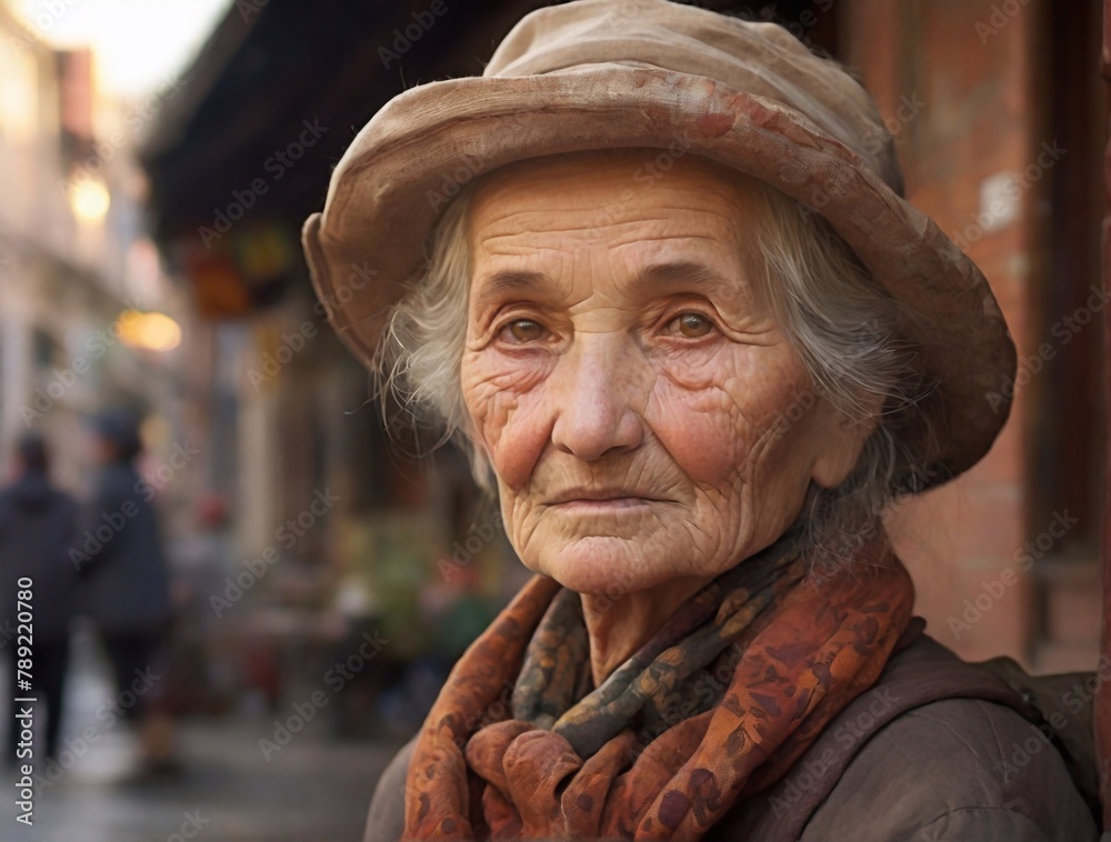 old woman in the street