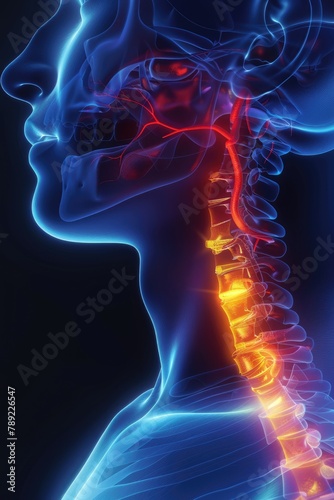 Inflamed Esophagus Anatomy: 3D Rendered Illustration of Male Esophagus in Blue