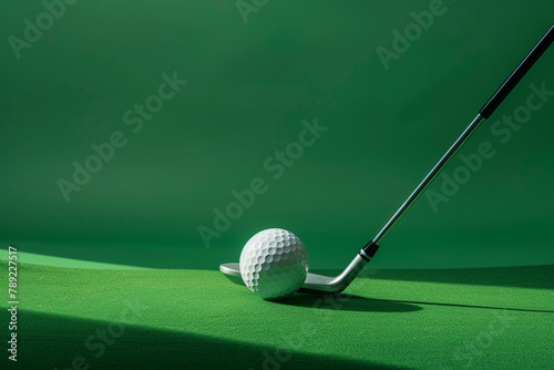 Father's Day poster template with a golf club and ball on a green background. Greetings and love for Father's Day in a sporty style. © AI ARTS