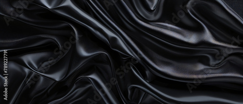 Abstract black fabric background with copy space 