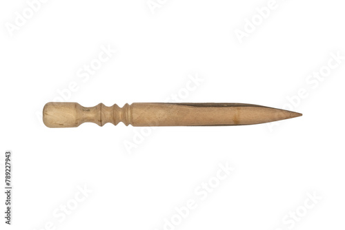 Thin slicker cone shape solid beech wooden handle isolated on transparent background.	 photo