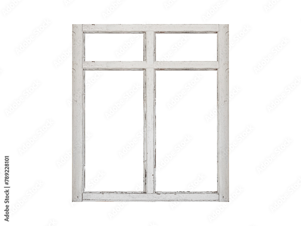 White wooden window isolated on transparent background White wooden window isolated on transparent background