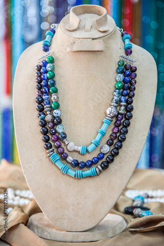 Accessory shooting, gem Nacklace,  photo is selective focus with shallow depth of field. Shot taken at Cairo Egypt