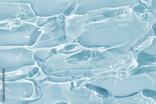 Close-up view of translucent blue gel texture