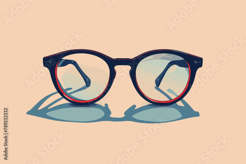 Retro styled eyeglasses with shadow on a light background