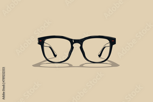 Classic black framed eyeglasses on a subtle background