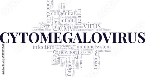 CMV Cytomegalovirus word cloud conceptual design isolated on white background.