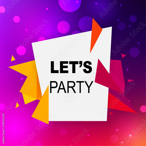 Colorful Party Poster with Triangular Element and Vibrant Bokeh Vector Illustration
