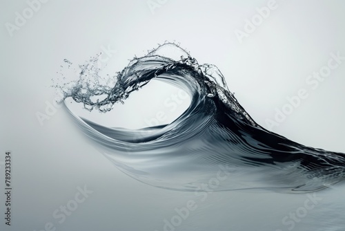 Minimalist, high-contrast photo of a fluid water wave symbolizing motion and purity on a soft neutral backdrop photo