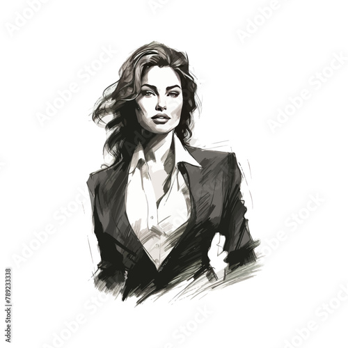 Elegant Businesswoman Portrait Hand drawn style. Vector illustration design