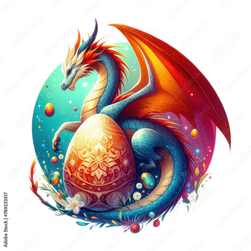 Easter dragon with egg mythical animal