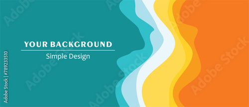 Abstract beach background, simple and natural design, golden sand and sea blue, for presentation needs.
