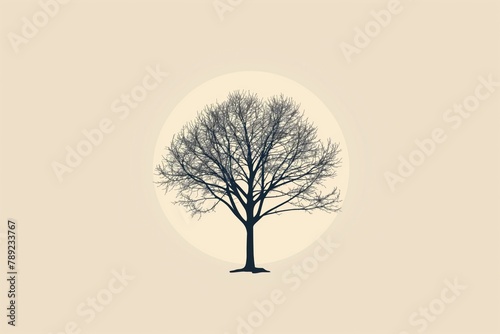 Elegant graphic of a tree icon with a simple design, ideal for modern decor themes © Татьяна Евдокимова
