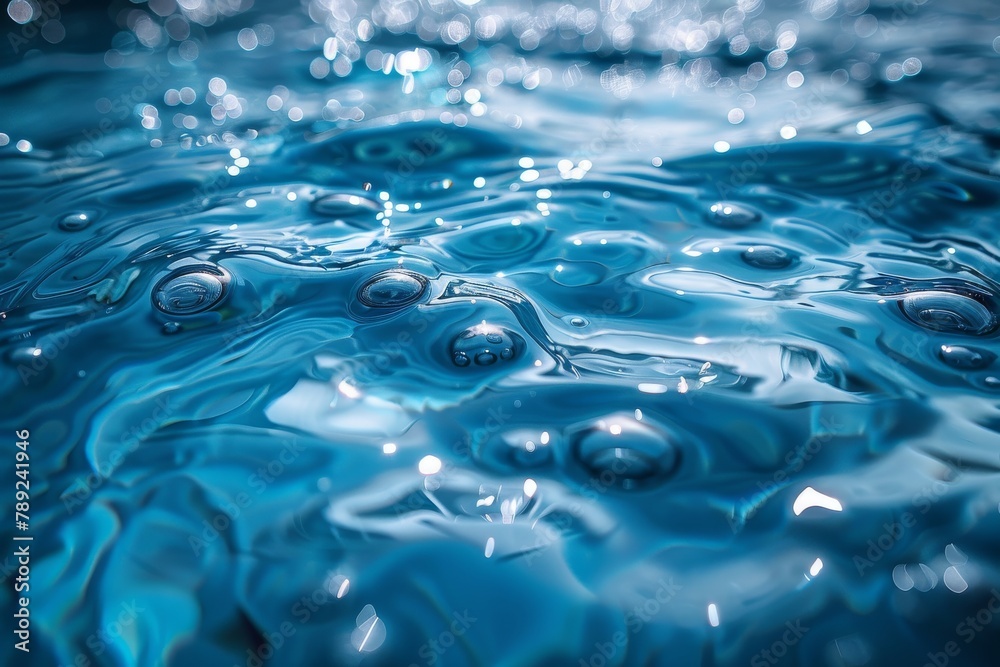 A mesmerizing image of peaceful water ripples gently spreading across a calm blue surface, illuminated by soft light reflections A mesmerizing image of peaceful water ripples gently spreading across a calm blue surface, illuminated by soft light reflections