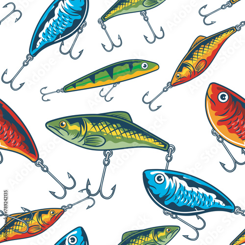 Vector Illustration of Fishing Baits with Vintage Illustration Available for Pattern