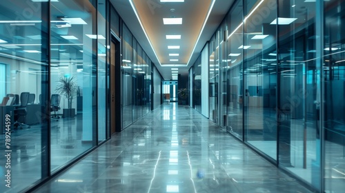 Blurred glass wall of modern office building in business district for corporate background concept