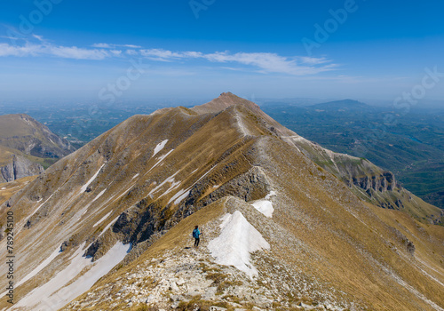 Monte Sibilla (Italy) - The landscape summit of Mount Sibilla, in Marche region province of Ascoli Piceno. Panoramic trekking landmark in the Monti Sibillini mountain natural park. photo