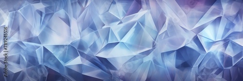 Blue Geometric Polygons Forming Abstract Ice Crystal Design. Blue Low Poly Background. Generative AI