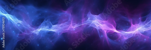 Ethereal Nebula Waves In Majestic Purple And Blue. Interstellar Space Dust And Cosmic Light Waves Background. Generative AI