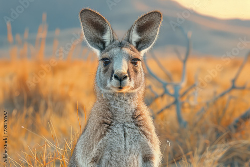 A photograph of a kangaroo with mirror-like skin, reflecting the vast desert landscape around it. 35