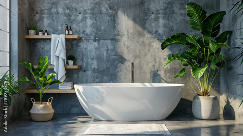 Modern Loft Bathroom interior design bathtub concrete