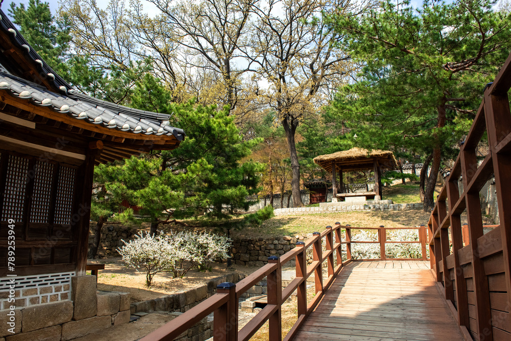 The Korean beautiful traditional old palace,Yuksanggung shrine is the cultural heritage.