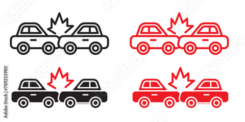 Automotive Collision Icon Displaying Vehicle Damage Assessment