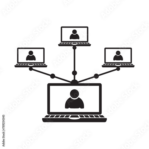 Local Area Network and Wide Area Network. Internet diagram on white background.