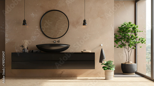 Modern luxury bathroom with black bathroom furniture  © Daniel