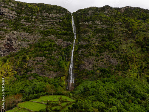 Cascata de João Fraga Waterfall in Flores Island in the Azores photo
