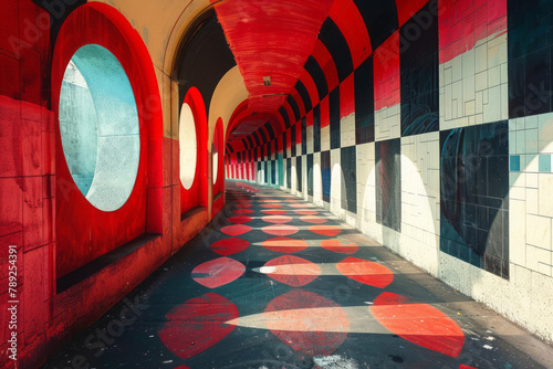 An image of a large-scale street mural featuring an optical illusion created through the use of geom photo