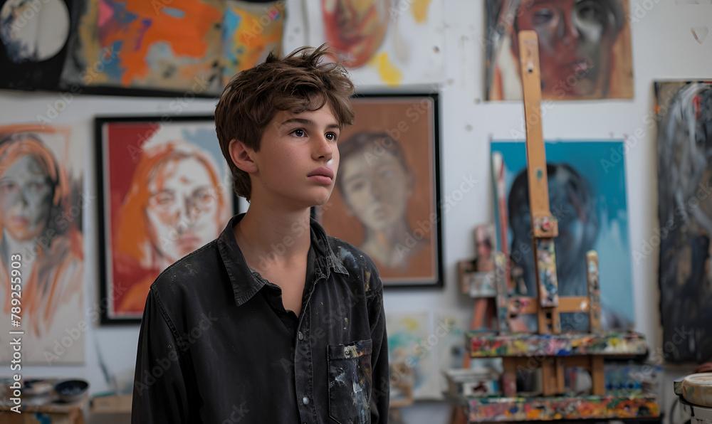 Portrait of Teenage Boy in Art Class Portrait of Teenage Boy in Art Class