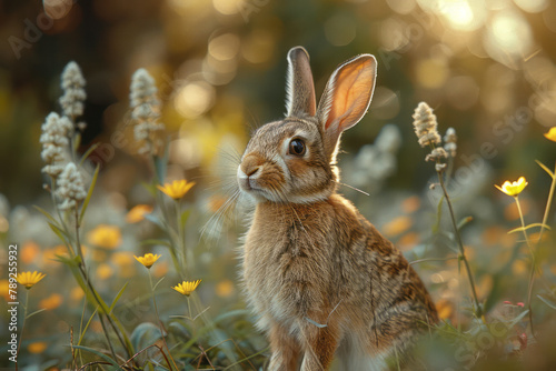 A depiction of a rabbit with enhanced auditory mechanisms, its ears able to tune into and decode var photo