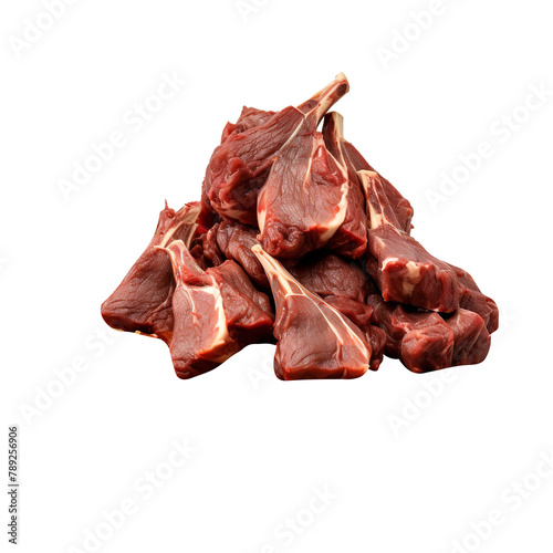 Fresh Goat Meat Isolated On  Transparent Background  photo