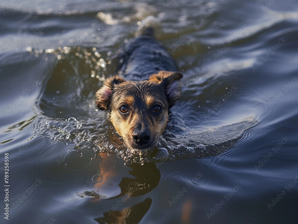 Tranquil Dog Swimming in the Lake Tranquil Dog Swimming in the Lake