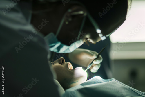 Stomatology doctor treating teeth in dentistry clinic.