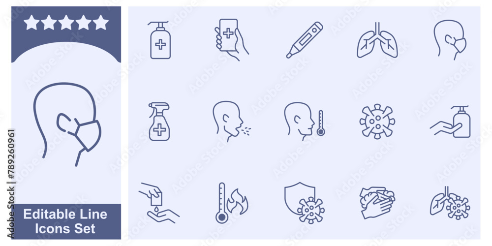 virus Protection icon set. Medecine and Health symbol template for graphic and web design collection logo vector illustration