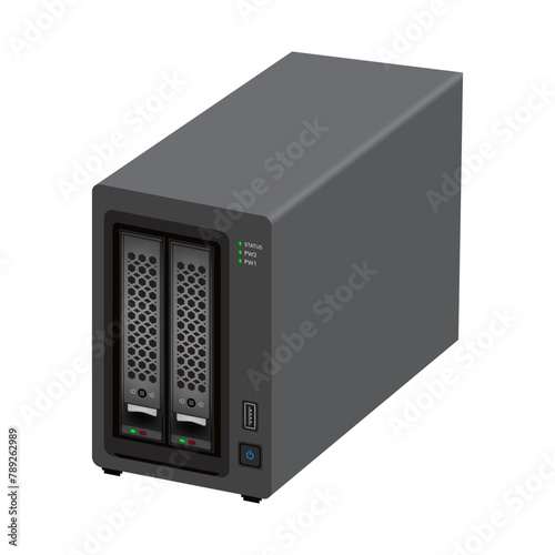Network attached storage on white background. 3D Vector illustration.
