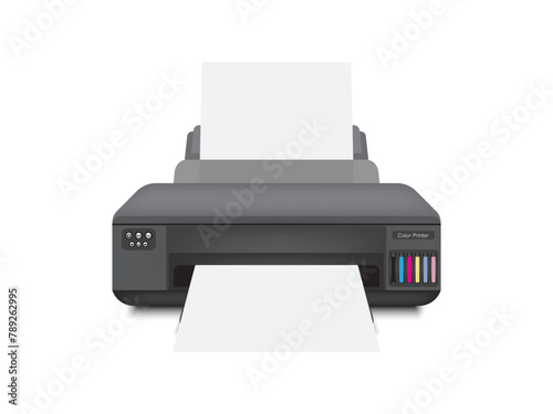 Realistic inkjet printer vector design illustration isolated on white background.