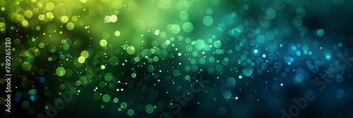 Dark green bokeh background, dark blue and emerald colors with bokeh lights. St. Patrick's Day, banner
