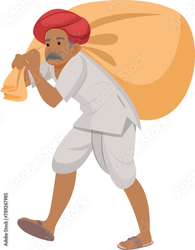 Indian Dhobi Carrying Bags Of Clothes, Indian Washerman photo