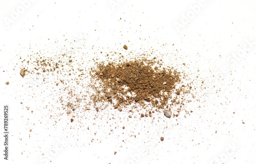 Top view yellow dust isolated on white