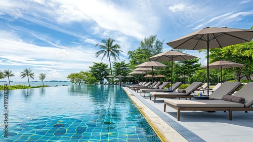 swimming pool on the edge of the beach with a luxurious feel