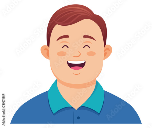 Cheerful man with Down syndrome, vector cartoon illustration.